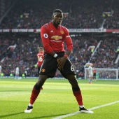 Pogba celebra un gol con el United