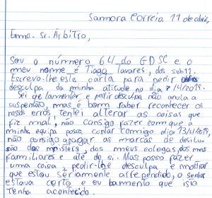 La carta de un niño a un árbitro La carta de un niño a un árbitro