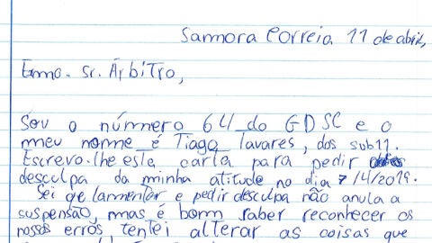 La carta de un ni&ntilde;o a un &aacute;rbitro