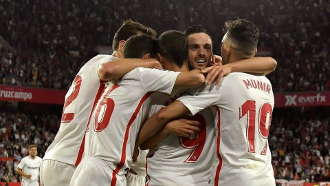 El Sevilla celebra un gol