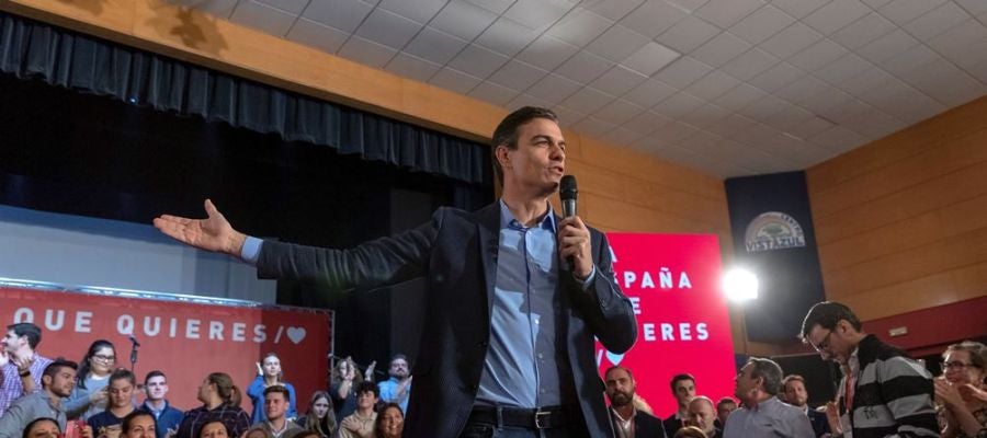 Pedro Sánchez durante un acto electoral Pedro Sánchez durante un acto electoral