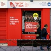 Fachada de la agencia de viajes 'Falcon Viajes', abierta por Nuevas Generaciones del Partido Popular