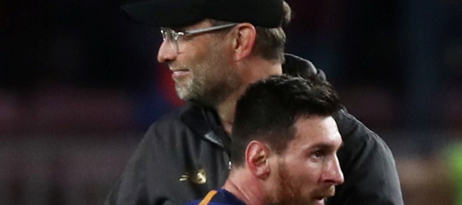 Klopp y Messi se saludan tras el partido Klopp y Messi se saludan tras el partido