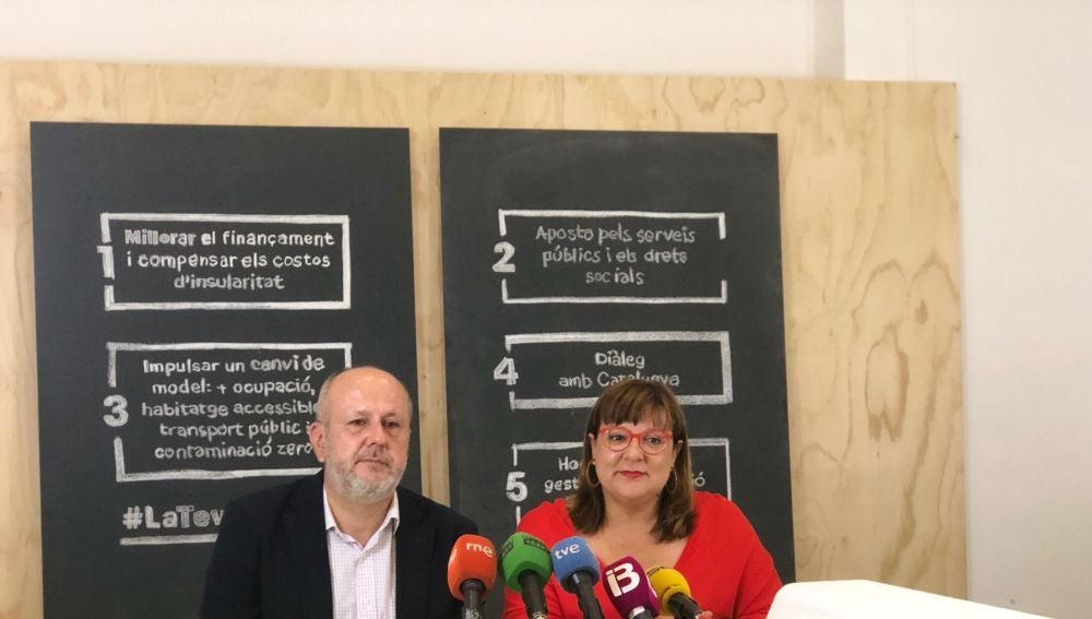 El candidato de MÉS per Mallorca al Govern, Miquel Ensenyat, y la candidata de MÉS per Mallorca al Consell, Bel Busquets.