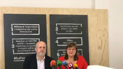 El candidato de MÉS per Mallorca al Govern, Miquel Ensenyat, y la candidata de MÉS per Mallorca al Consell, Bel Busquets. MÉS per Mallorca