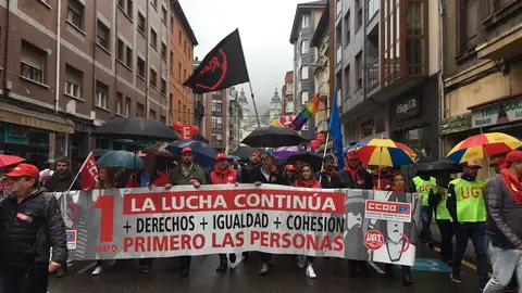 Manifestación del 1 de mayo en Mieres (Asturias) Convocada por UGT y CC.OO.