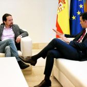 Pablo Iglesias y Pedro Sánchez en Moncloa