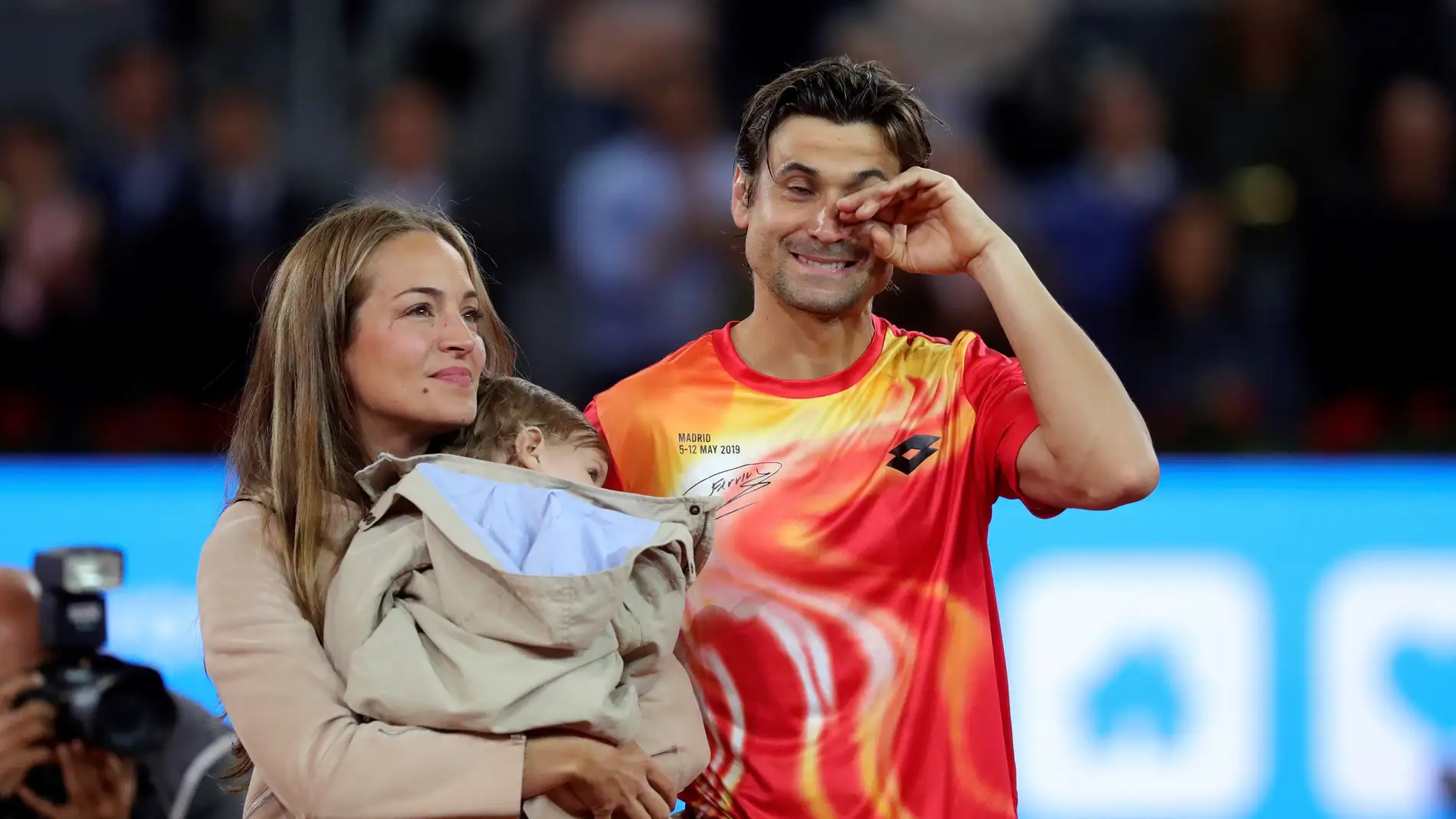 David Ferrer, acompañado por su mujer en su despedida del tenis profesional