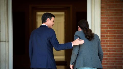 Pedro Sánchez y Pablo Iglesias en Moncloa