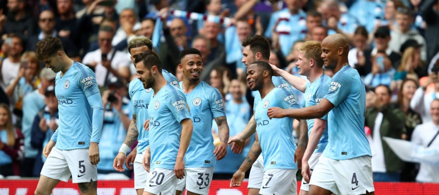 El Manchester City celebra un gol El Manchester City celebra un gol