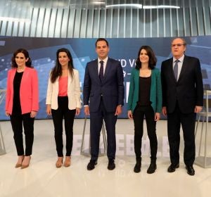 Díaz Ayuso, Monasterio, Aguado, Serra y Gabilondo en el debate de Telemadrid Díaz Ayuso, Monasterio, Aguado, Serra y Gabilondo en el debate de Telemadrid