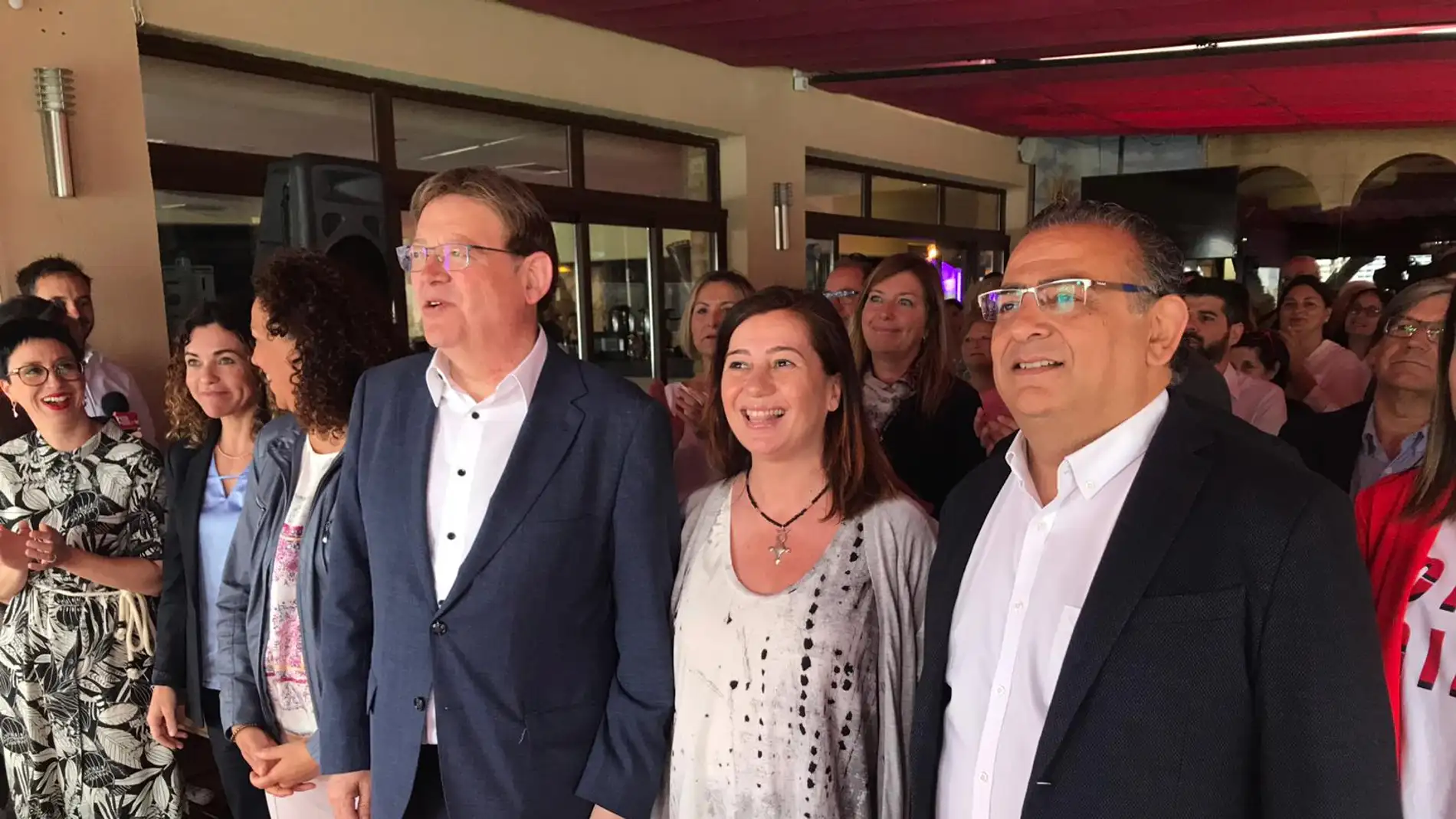 Ximo Puig, Francina Armengol y Alfonso Rodríguez en un acto de los socialistas en Calvià.