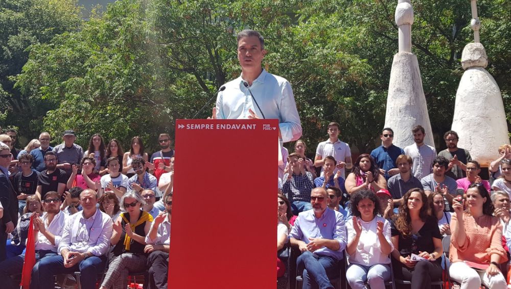 El presidente del Gobierno en funciones, Pedro Sánchez, durante un acto en Palma de Mallorca.