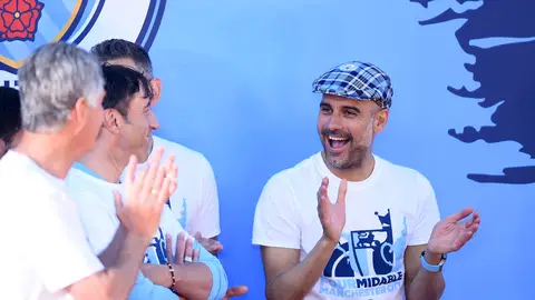 Pep Guardiola, en la celebración del Manchester City Pep Guardiola, en la celebración del Manchester City
