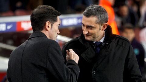 Marcelino y Valverde se saludan