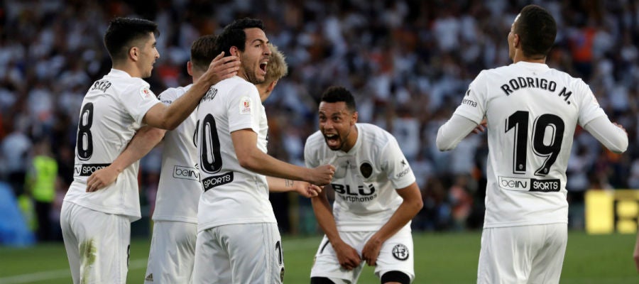 El Valencia celebra un gol El Valencia celebra un gol