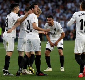 El Valencia celebra un gol El Valencia celebra un gol