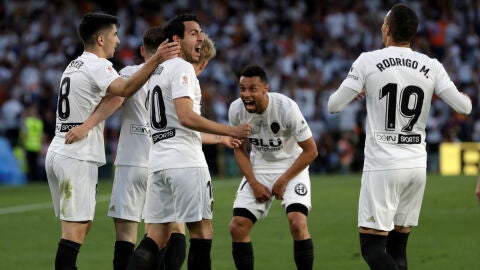El Valencia celebra un gol