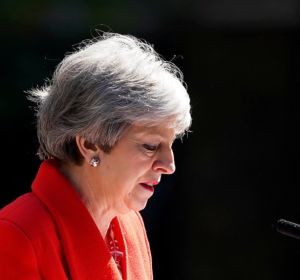 Theresa May en su declaración de anunciar que dimitirá el próximo 7 de junio Theresa May en su declaración de anunciar que dimitirá el próximo 7 de junio