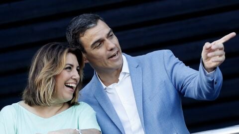Pedro S&aacute;nchez, junto a la secretaria general del PSOE andaluz, Susana D&iacute;az