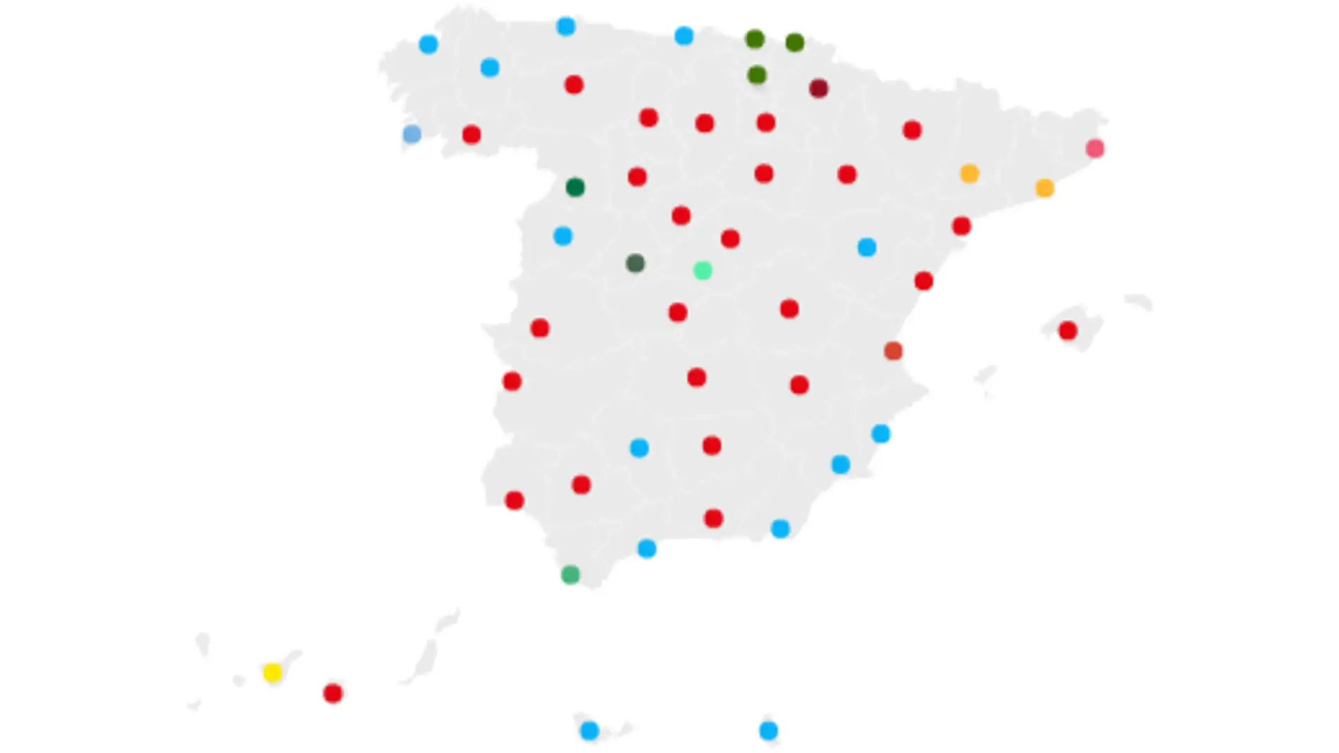 Mapa con los resultados de las municipales 