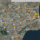 Mapa del Distrito 7 de Elche en las Elecciones Municipales. Mapa del Distrito 7 de Elche en las Elecciones Municipales.
