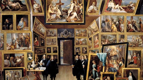 El archiduque Leopoldo Guillermo en su galer&iacute;a de pinturas en Bruselas (David Teniers, Museo del Prado)