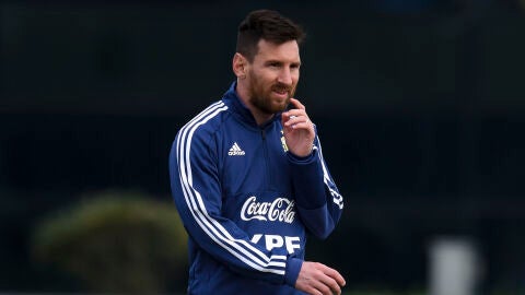 Leo Messi, durante un entrenamiento con Argentina