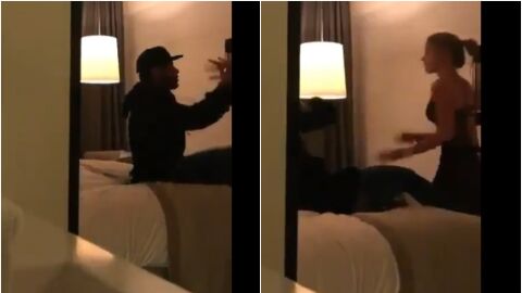 Neymar y la modelo Najila Trindade en un hotel