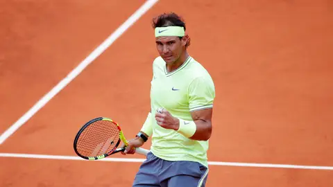 Rafa Nadal celebra un punto contra Federer Rafa Nadal celebra un punto contra Federer