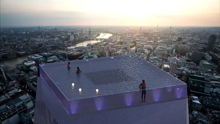 Así será la primera piscina 'infinita', con el fondo transparente y vistas 360º en una azotea Así será la primera piscina 'infinita', con el fondo transparente y vistas 360º en una azotea