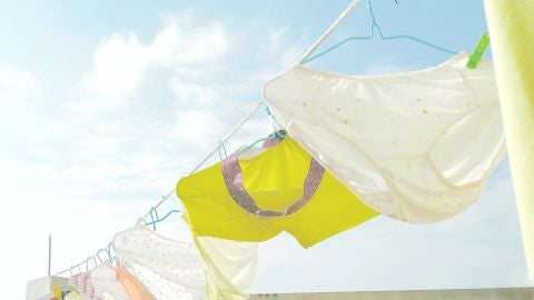 Ropa interior en un tendedero