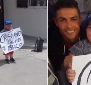Cristiano Ronaldo, con un niño que esperaba a Portugal Cristiano Ronaldo, con un niño que esperaba a Portugal