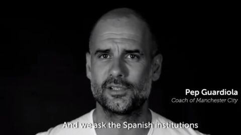 Pep Guardiola, en un v&iacute;deo de &Ograve;mnium
