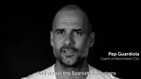 Pep Guardiola, en un vídeo de Òmnium Pep Guardiola, en un vídeo de Òmnium
