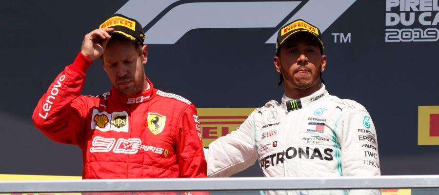 Vettel y Hamilton, en el podio del GP de Canadá Vettel y Hamilton, en el podio del GP de Canadá