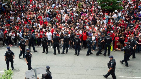 Imagen de la celebraci&oacute;n de los Raptors por el t&iacute;tulo de la NBA