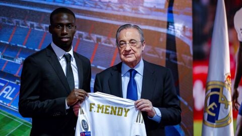 Ferland Mendy, en su presentaci&oacute;n con el Real Madrid