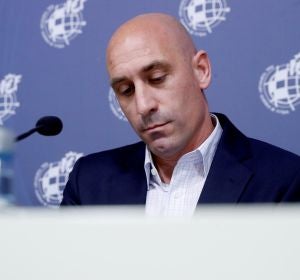 Luis Rubiales, durante la rueda de prensa en la que se ha anunciado el cese de Luis Enrique Luis Rubiales, durante la rueda de prensa en la que se ha anunciado el cese de Luis Enrique
