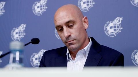 Luis Rubiales, durante la rueda de prensa en la que se ha anunciado el cese de Luis Enrique