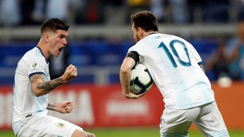 Leo Messi, tras anotar su gol ante Paraguay