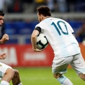 Leo Messi, tras anotar su gol ante Paraguay