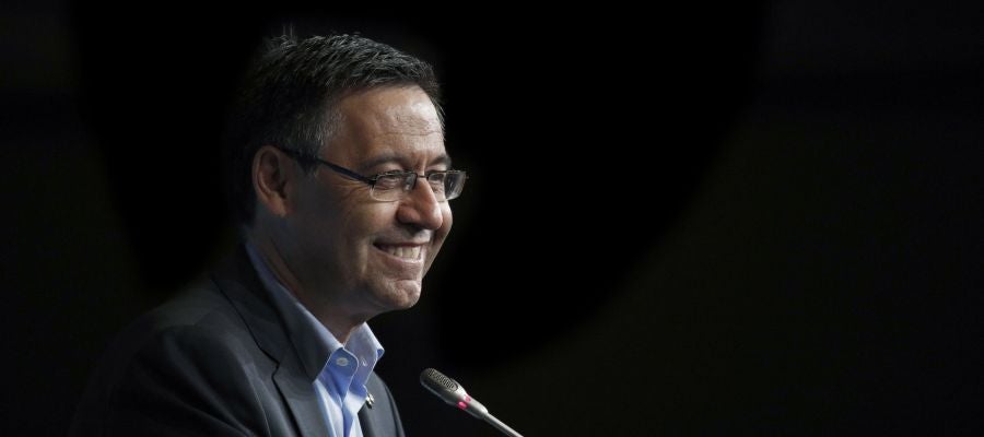 Bartomeu, durante su comparecencia ante los medios Bartomeu, durante su comparecencia ante los medios