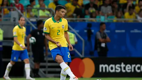 Thiago Silva, en un partido con la selección de Brasil Thiago Silva, en un partido con la selección de Brasil