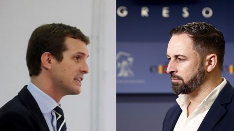 El l&iacute;der del PP, Pablo Casado, y el de Vox, Santiago Abascal