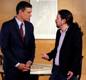 Pedro Sánchez y Pablo Iglesias durante su reunión Pedro Sánchez y Pablo Iglesias durante su reunión
