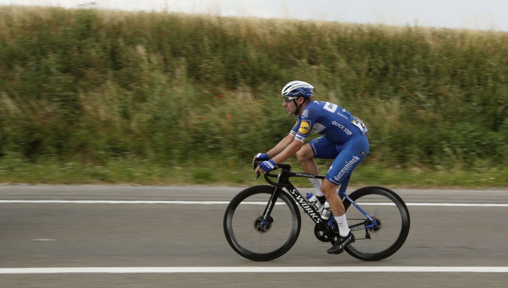Elia Viviani, durante una etapa del Tour de Francia