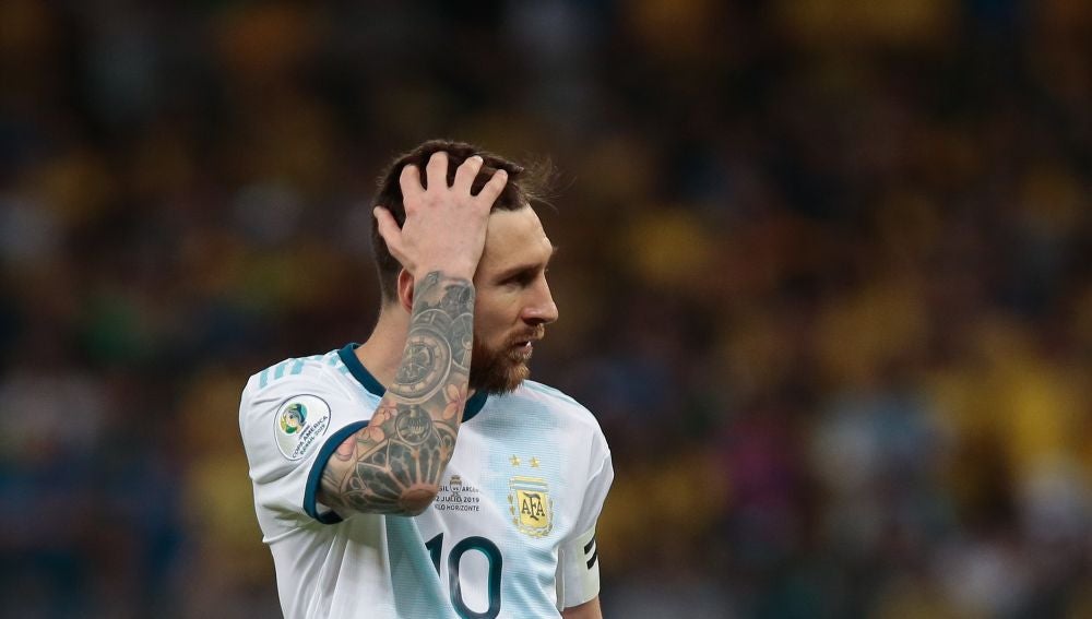 Messi, durante un partido con Argentina