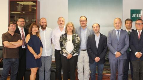 Reuni&oacute;n de Perez Jacome con rector da UNED