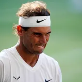 Nadal contrariado al fallar un punto Nadal contrariado al fallar un punto